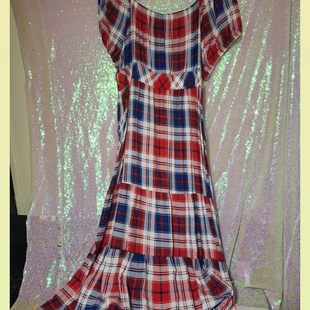 TORRID  RED and Blue , WHITE Plaid Dress